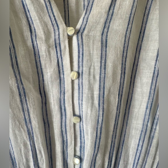 RAILS “Jasmine” White and Blue Stripe Long Sleeve Smocked Waist Dress - Picture 6 of 11